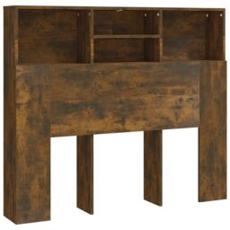 Berkfield Home Headboard Cabinet Smoked Oak 120x19x103.5 cm in Brown - thumbnail 2