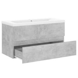 Berkfield Home Sink Cabinet with Built-in Basin Concrete Grey Engineered Wood - thumbnail 4