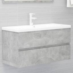 Berkfield Home Sink Cabinet with Built-in Basin Concrete Grey Engineered Wood - thumbnail 2