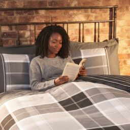 Rapport Home Argyle Design Tartan Polycotton Duvet Set With Pillowcase in Grey - Size: Single - thumbnail 5