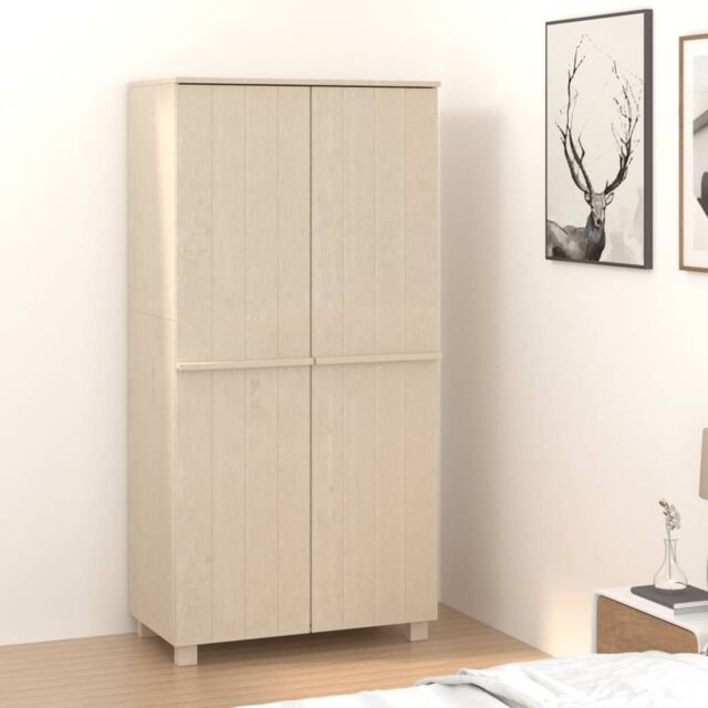 Berkfield Home Wardrobe HAMAR Honey Brown 89x50x180 cm Solid Wood Pine - Size: 89 x 50 x 180 cm - image 1