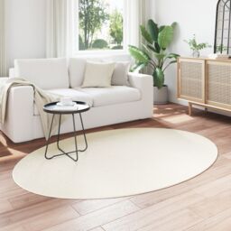 Berkfield Home Rugs Cream Wool 140 x 200 cm Durable Area Rug Oval - Size: Medium - thumbnail 3