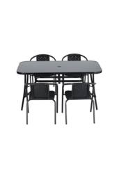 Living and Home 4 Seater Outdoor Garden Dining Table and Chairs Set in Black - thumbnail 4