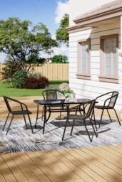 Living and Home 4 Seater Outdoor Garden Dining Table and Chairs Set in Black - thumbnail 2