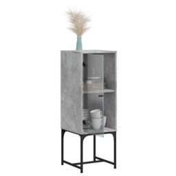 Berkfield Home Side Cabinet with Glass Doors Concrete Grey 35x37x100 cm - Size: 35 x 37 x 100 cm - thumbnail 5