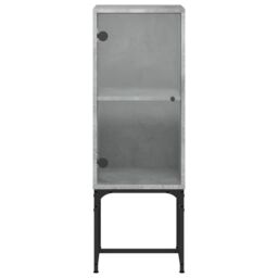 Berkfield Home Side Cabinet with Glass Doors Concrete Grey 35x37x100 cm - Size: 35 x 37 x 100 cm - thumbnail 6