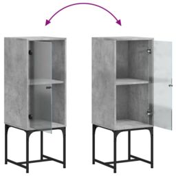 Berkfield Home Side Cabinet with Glass Doors Concrete Grey 35x37x100 cm - Size: 35 x 37 x 100 cm - thumbnail 9