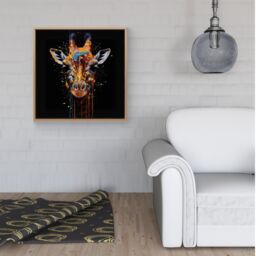 Warren Reed - Designer Giraffe Face Splashart Framed Canvas in Light Brown - Size: w40 inch x h40 inch - thumbnail 2