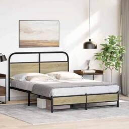 Berkfield Home Bed Frame without Mattress 120x200 cm Sonoma Oak Engineered Wood in Brown - Size: Small Double - thumbnail 4