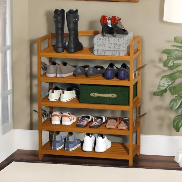 Rafaelo Mobilia 5 Tier Shoe Rack Bamboo in Brown - image 1