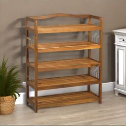 Rafaelo Mobilia 5 Tier Shoe Rack Bamboo in Brown - thumbnail 3