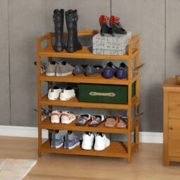 Rafaelo Mobilia 5 Tier Shoe Rack Bamboo in Brown - thumbnail 2