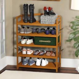 Rafaelo Mobilia 5 Tier Shoe Rack Bamboo in Brown