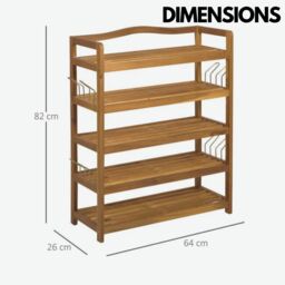 Rafaelo Mobilia 5 Tier Shoe Rack Bamboo in Brown - thumbnail 6