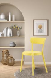 Fusion Living Plastic Bistro Dining Chair in Lemon - thumbnail 1