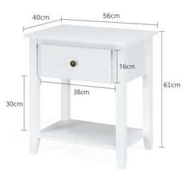 Costway Accent Table Bedroom Narrow Side End Table Storage Cabinet Nightstand in White - thumbnail 3