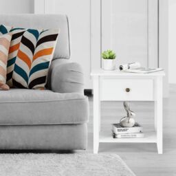 Costway Accent Table Bedroom Narrow Side End Table Storage Cabinet Nightstand in White - thumbnail 5