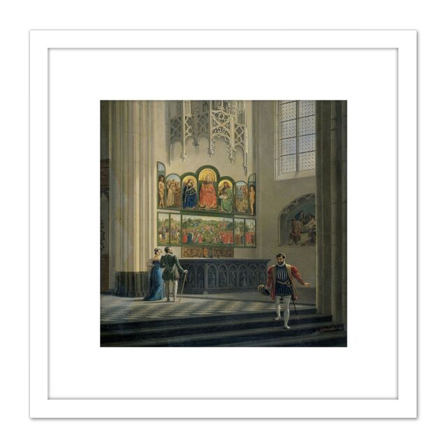 Artery8 De Noter Ghent Altarpiece Van Eyck Brothers 8X8 Inch Square Wooden Framed Wall Art Print Picture with Mount in White - image 1