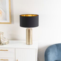ValueLights Lexy Black & Metallic Gold Shade with Gold Dimmable Touch Table Lamp - thumbnail 5