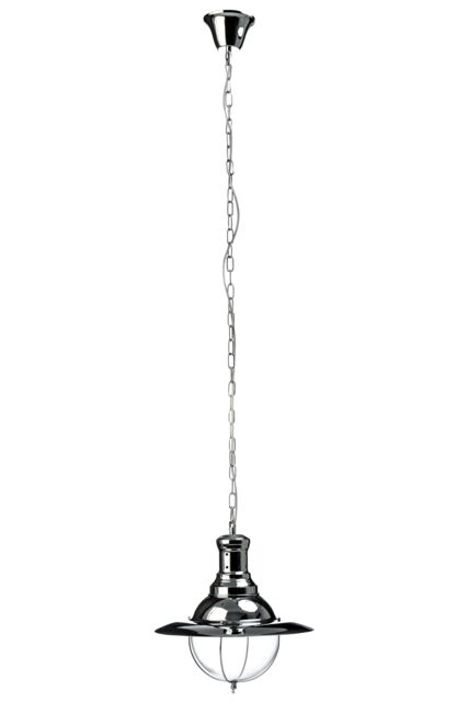 Orsina Glass Pendant With Chrome Metal Frame, Industrial Lighting For Bars, Shiny Drop Light, Luxe Lighting Fixture in Black - image 1