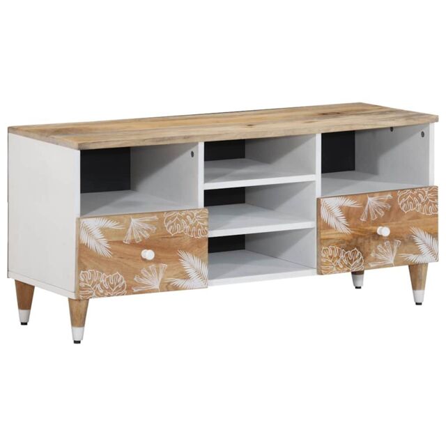 Berkfield Home TV Cabinet 100x33.5x46 cm Solid Wood Mango in Brown - image 1