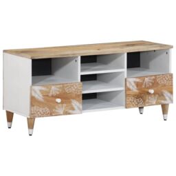 Berkfield Home TV Cabinet 100x33.5x46 cm Solid Wood Mango in Brown - thumbnail 1