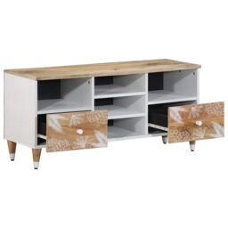 Berkfield Home TV Cabinet 100x33.5x46 cm Solid Wood Mango in Brown - thumbnail 3