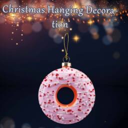 VFM e-Store Christmas Hanging Glass Doughnut Decoration 12cm x 9cm Pink X 1 - Size: 12 cm x 9 cm - thumbnail 3
