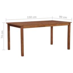 Berkfield Home Garden Table 150x90x74 cm Solid Acacia Wood in Brown - Size: 150 x 90 x 74 cm - thumbnail 5