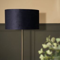 ValueLights Tavel Brushed Chrome Floor Lamp Light with Velvet Shade in Navy - Size: 18 inches - thumbnail 4