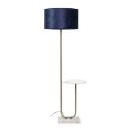 ValueLights Tavel Brushed Chrome Floor Lamp Light with Velvet Shade in Navy - Size: 18 inches - thumbnail 2