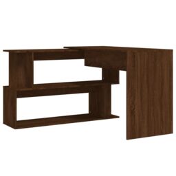 Berkfield Home Corner Desk Brown Oak 200x50x76 cm Engineered Wood - Size: 200 x 50 x 76 cm - thumbnail 6