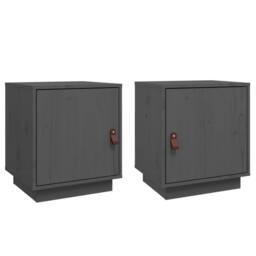 Berkfield Home Bedside Cabinets 2 pcs Grey 40x34x45 cm Solid Wood Pine - Size: 40 x 34 x 45 cm - thumbnail 1