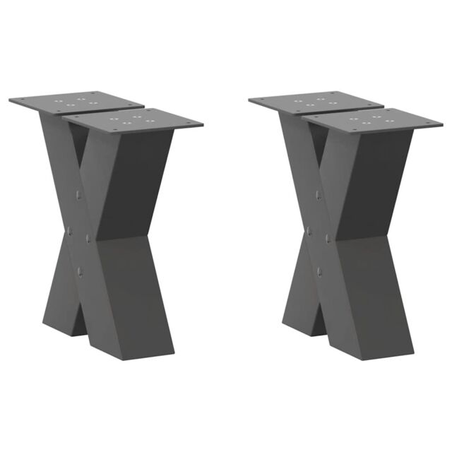 Berkfield Home Coffee Table Legs X-Shaped 2 pcs Anthracite 30x(30-31) cm Steel in Black - image 1