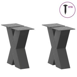 Berkfield Home Coffee Table Legs X-Shaped 2 pcs Anthracite 30x(30-31) cm Steel in Black - thumbnail 3