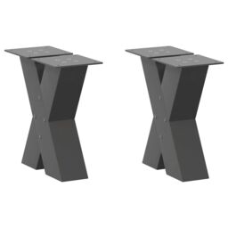 Berkfield Home Coffee Table Legs X-Shaped 2 pcs Anthracite 30x(30-31) cm Steel in Black - thumbnail 1
