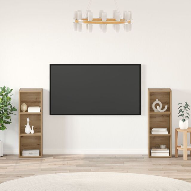 Berkfield Home with Shelf with Storage 2 pcs Artisan oak 107 x 35 x 37 cm Engineered wood in Brown - image 1