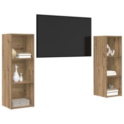 Berkfield Home with Shelf with Storage 2 pcs Artisan oak 107 x 35 x 37 cm Engineered wood in Brown - thumbnail 3