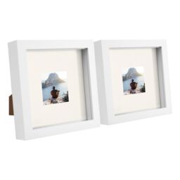 "Nicola Spring 6"" x 6"" White 3D Box Photo Frames - 2"" x 2"" Mount - Pack of 2 in Ivory" - thumbnail 1