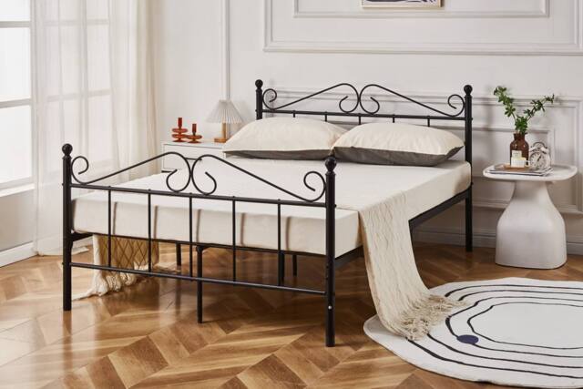 Crazy Price Beds Ltd Lindale Vintage Black Metal Bed Frame - Size: Small Double - image 1