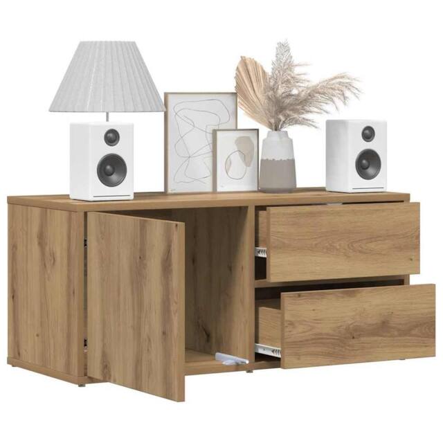Berkfield Home TV Cabinet Artisan Oak 80x34x35.5 cm Engineered Wood in Brown - image 1