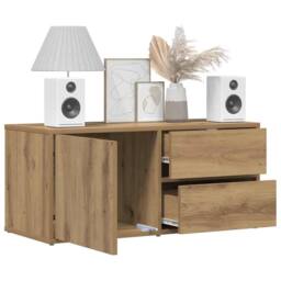 Berkfield Home TV Cabinet Artisan Oak 80x34x35.5 cm Engineered Wood in Brown - thumbnail 1