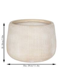 Dibor Small Beige Symmetry Stripe Beige Fibre Clay Indoor Outdoor Garden Planter Houseplant Flower Plant Pot H20 x Dia29cm - thumbnail 5