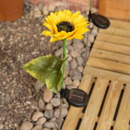 ValueLights Yellow Sunflower Solar Powered Outdoor Spike Lights 2 Pack Garden Stake Lamp - thumbnail 4