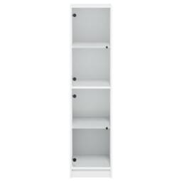 Berkfield Home Highboard with Glass Doors White 35x37x142 cm - Size: 35 x 37 x 142 cm - thumbnail 6