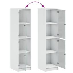 Berkfield Home Highboard with Glass Doors White 35x37x142 cm - Size: 35 x 37 x 142 cm - thumbnail 9