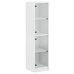 Berkfield Home Highboard with Glass Doors White 35x37x142 cm - Size: 35 x 37 x 142 cm - thumbnail 2