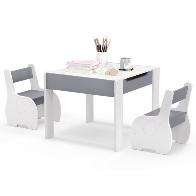 Gymax 4-In-1 Activity Table & Chair Set With Detachable Tabletop for Arts in Grey - image 1
