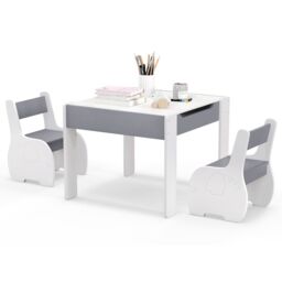 Gymax 4-In-1 Activity Table & Chair Set With Detachable Tabletop for Arts in Grey - thumbnail 1