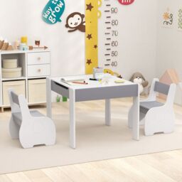 Gymax 4-In-1 Activity Table & Chair Set With Detachable Tabletop for Arts in Grey - thumbnail 4